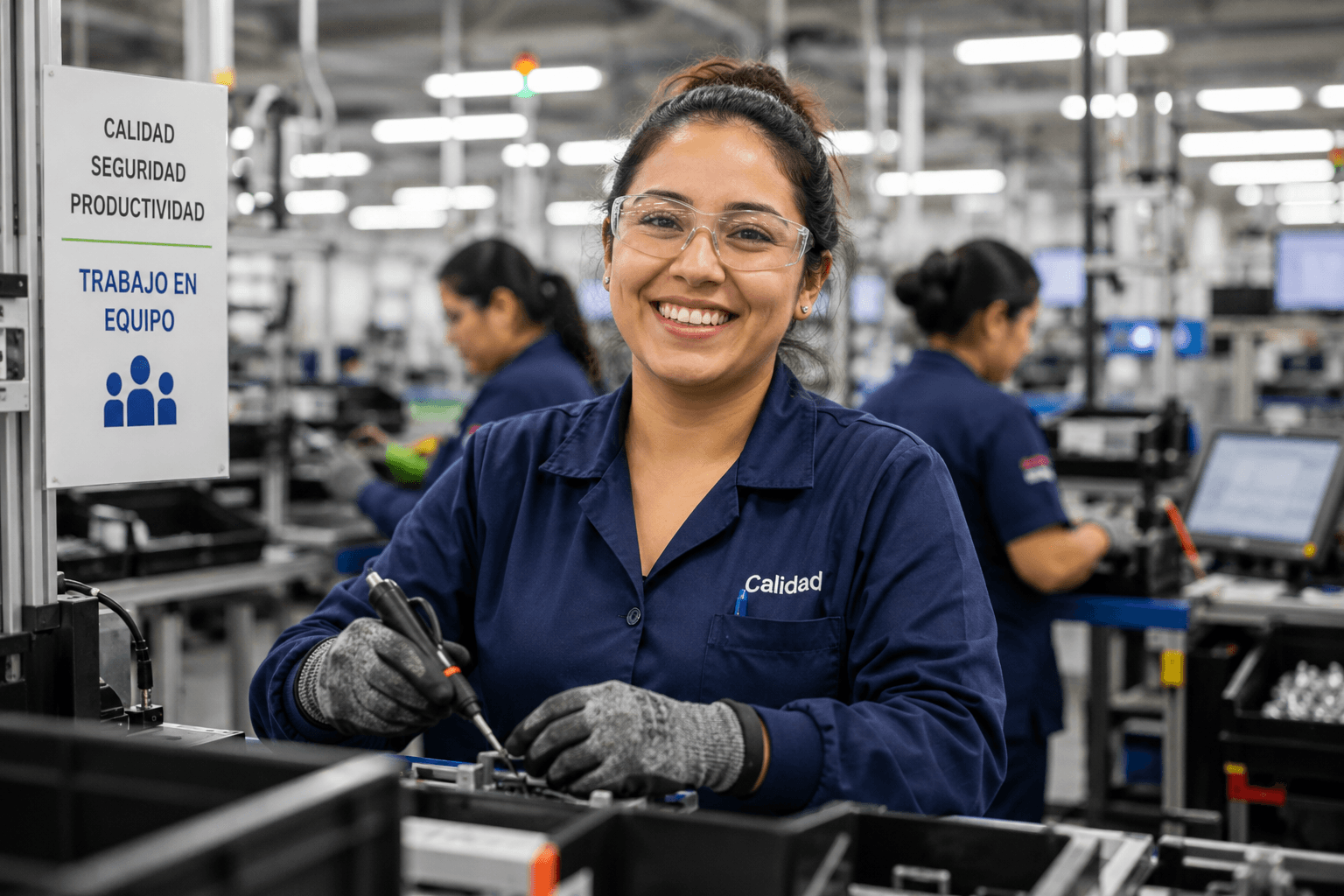 Trabajadora en una planta de manufactura de Mexicali